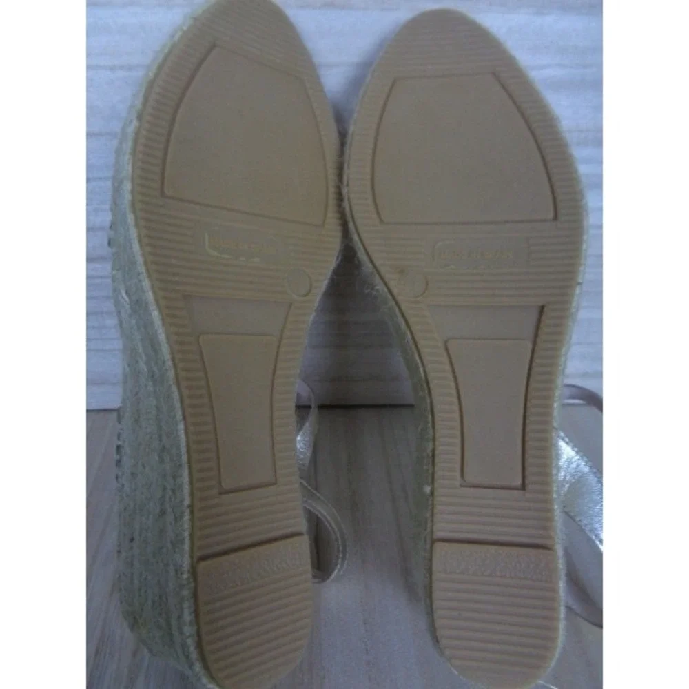 Eric Michael Women's Gold Metallic Espadrille Wedge Sandals Ankle Strap EU‎ 40
